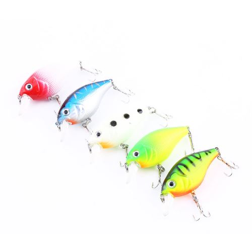 Leurres de Pêche Crankbait 2 Hameçons Triples 5Pcs