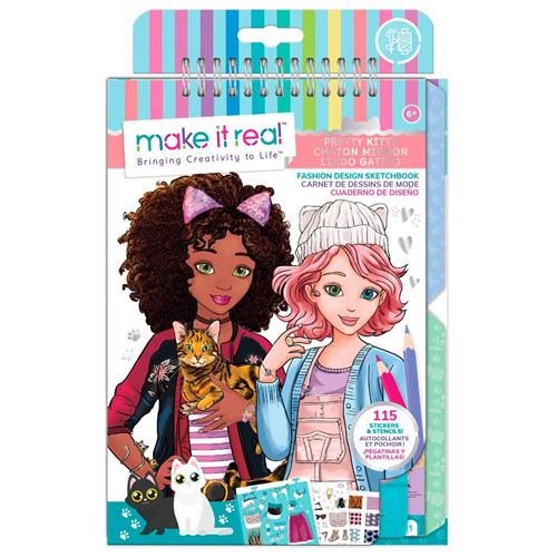 Make It Real livre de coloriage et de croquis Fashion Design - Pretty Kitty