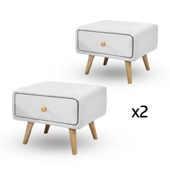 Lot De 2 Chevet Scandinave Design Blanc Achat Prix Fnac