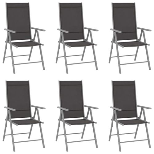 Non Communiqué Noir Chaises De Jardin Pliables Lot De 6 Textilène
