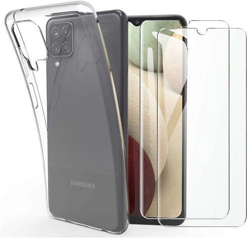 Coque pour Samsung A12 et 2 Verres Trempé - Protection Silicone Souple Film Vitre Protection Ecran Phonillico®