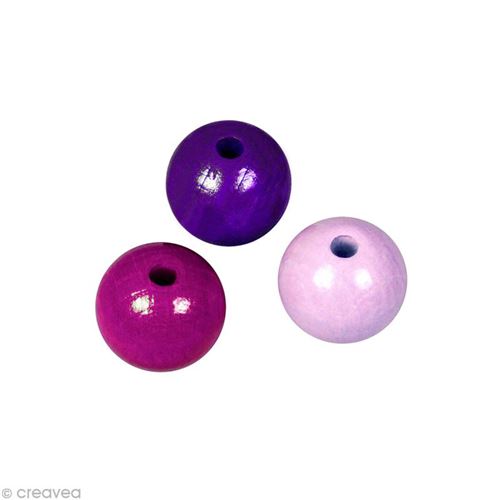 Perle en bois couleur 6 mm - Assortiment Lilas x 115