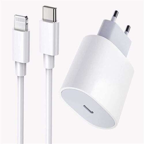 Chargeur iPhone Rapide 20W compatible iPhone 14/13 Pro/13 Mini/13 Pro max/12/12 Mini/12 Pro/12 Pro Max /11/11 Pro/11 Pro Max + Cable 2M Power Delivery Type C Chargeur Mural avec câble USB C vers Lightning État correct - N/A reconditionné disponible sur Fnac
