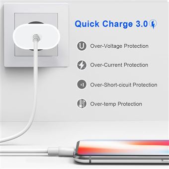 Chargeur Rapide USB-C 25W Pour IPhone 14/13/12/11… Avec Câble Lightning 2m - Certifié MFi