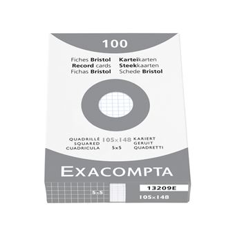 EXACOMPTA Fiches bristol, A6, quadrillé, blanc