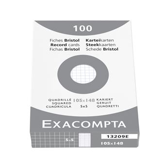 EXACOMPTA Fiches bristol, A6, quadrillé, blanc