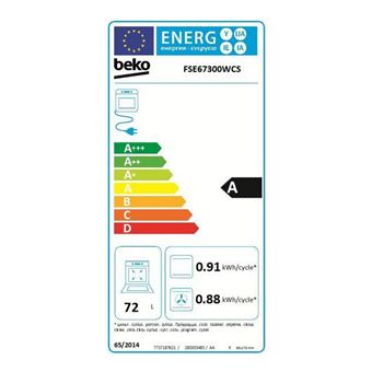 Beko FSE67300WCS - Cuisinière - pose libre - largeur : 60 cm - profondeur : 60 cm - hauteur : 85 cm - avec système auto-nettoyant - blanc