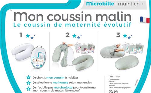P'tit Lit Coussin de Maternité microbilles à habiller Léger Moelleux Silencieux Premium