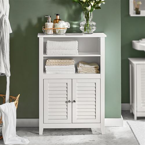 Meuble Bas de Salle de Bain Armoire Toilette Armoire Salle de Bain Buffet Commode Armoire de Rangement,SoBuy®BZR13-W