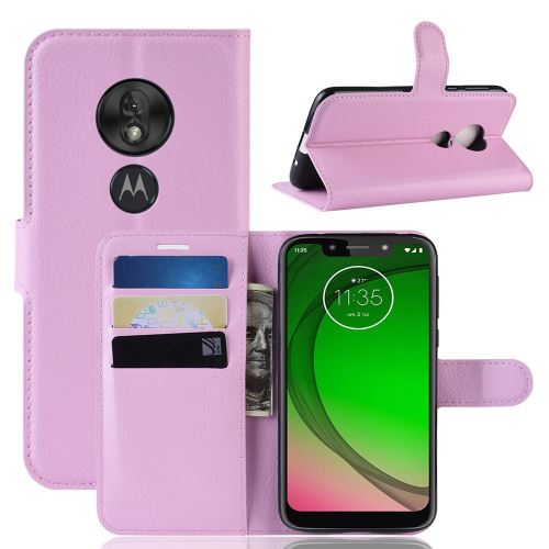 Etui en PU rose pour Motorola Moto G7 Play (EU Version)