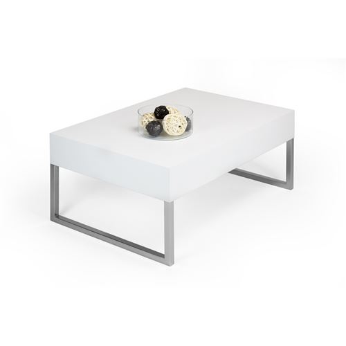 Mobilifiver Table basse, Evo XL, Frêne blanc, 90 x 60 x 40 cm, Mélaminé/Fer Chromé, Made in Italy