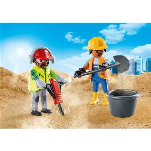 Figurine Playmobil - L'Ouvrier De Chantier (Travaux Publics) - Occasion - Thème Chantiers