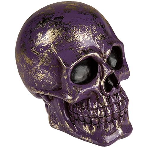 Tirelire en résine Crâne modèle violette et or