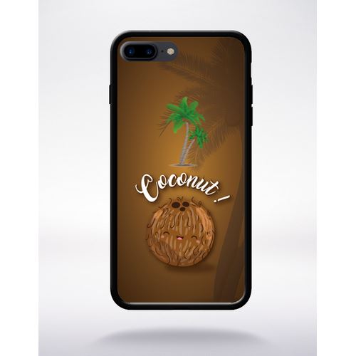 Coque Coconut Fond Marron Compatible Apple Iphone 7 Plus Bord Noir Silicone