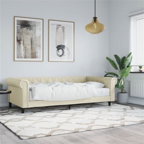 Vidaxl Lit De Jour Avec Matelas Crème 90X200 Cm Similicuir - Image 3