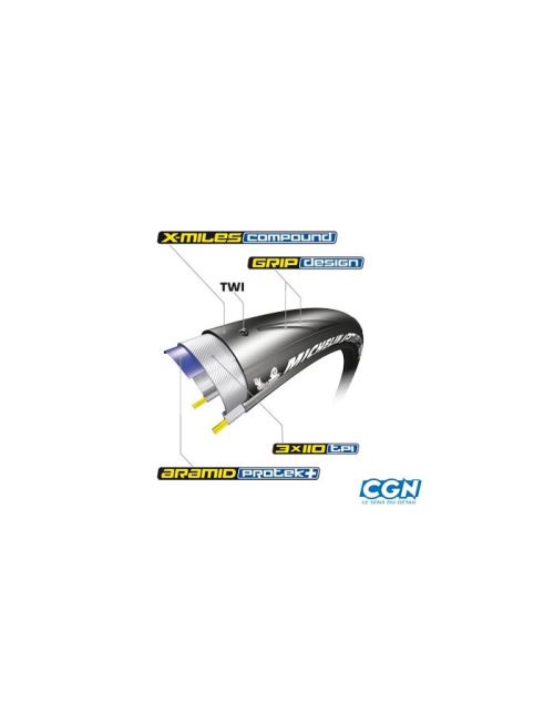 Pneu route 700x25 ts michelin power endurance noir 230 gr (25-622)