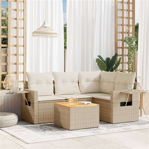 Non Communiqué Beige Salon De Jardin Modulable Vidaxl Rotin 5 Pieces 62 X 62 X 69 Cm