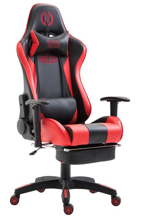 Fauteuil de bureau Boavista avec/sans repose-pied similicuir noir/rouge avec repose-pied