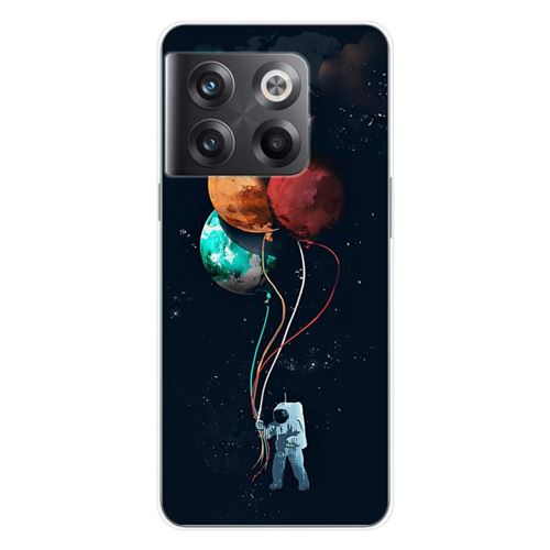 Coque en silicone imprimée compatible OnePlus 10T 5G Cosmonaute aux Ballons