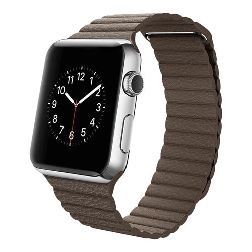 Bracelet Apple Watch 42 et 44 mm en Cuir matelassé et Magnétique - Marron taupe
