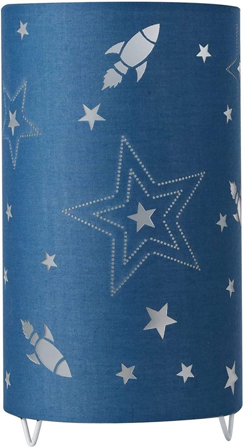 Pauleen 480.35 48035 Cute Universe Max. 20W Lum. à Poser pr amp. E14 Lampe chambr Enfant étoiles fusées Bleu 230V Métal/Tissu sans Ampoule