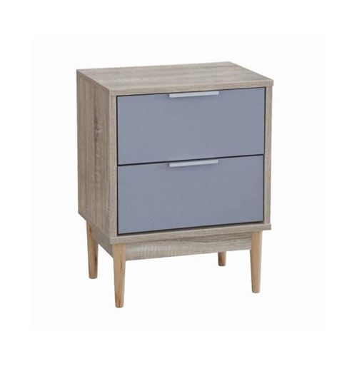 Chevet 2 tiroirs - 40 x 29,5 x 52,5 cm - Bois - Marron