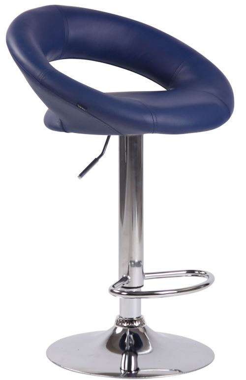 Tabouret de bar Olinda en Similicuir - Hauteur réglable - Pivotant - Piètement Métal chrome - Couleur Bleu
