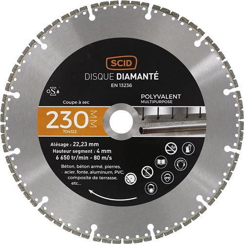 Disque diamanté polyvalent expert SCID - Diamètre 230 mm