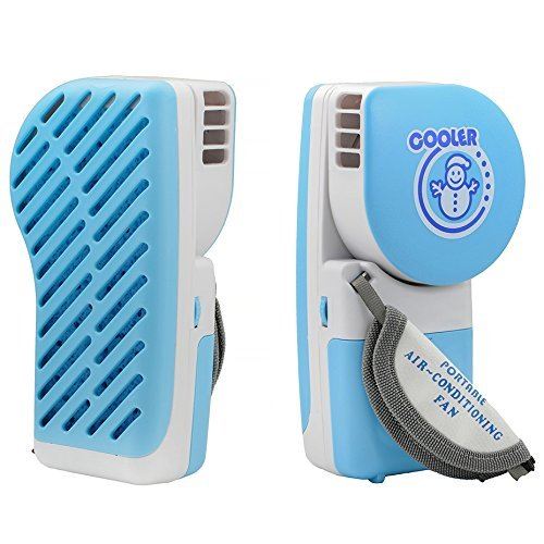 Mini ventilateur de voyage Refroidisseur portable alimenté par piles camping bleu