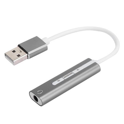 Adaptateur de casque 2 en 1 USB2.0 vers prise audio 3,5 mm - Gris