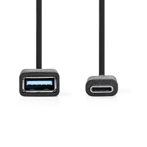 Nedis - Adaptateur USB - USB type A (F) pour USB-C (M) - USB 3.0 OTG - 15 cm - noir