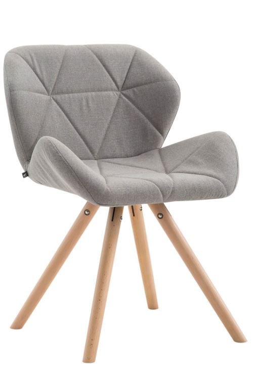 Chaise de salle à manger Tyler tissu pieds ronds avec piètement en bois de Chêne Nature - Siège Gris clair