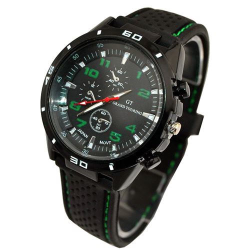 Homme montre noir boîtier en acier inoxydable de quartz Sport