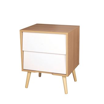 Table De Chevet En Bois Vintage Leo L 48 X H 60 Cm Blanc