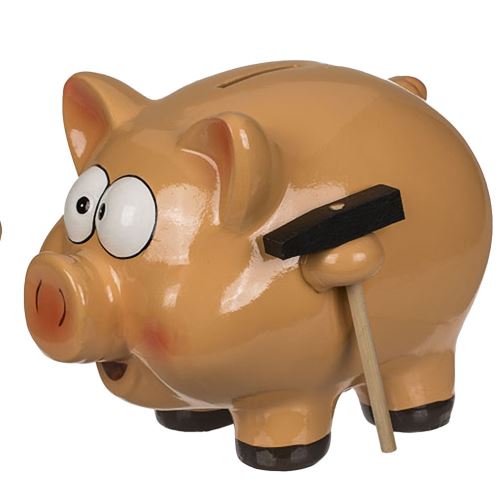 Tirelire cochon et marteau