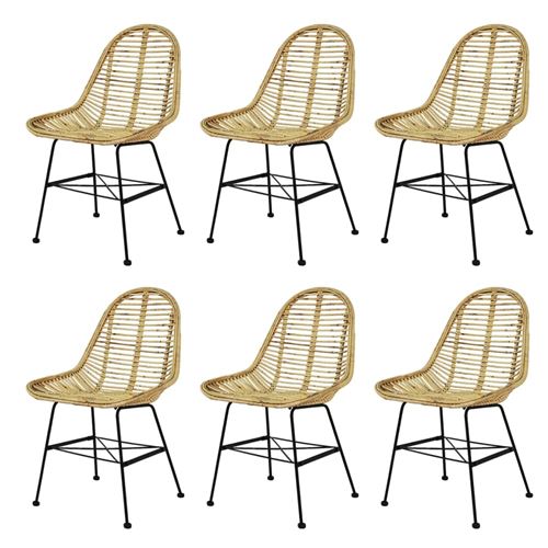 vidaXL Eetkamerstoelen rattan natuurlijk 6 st