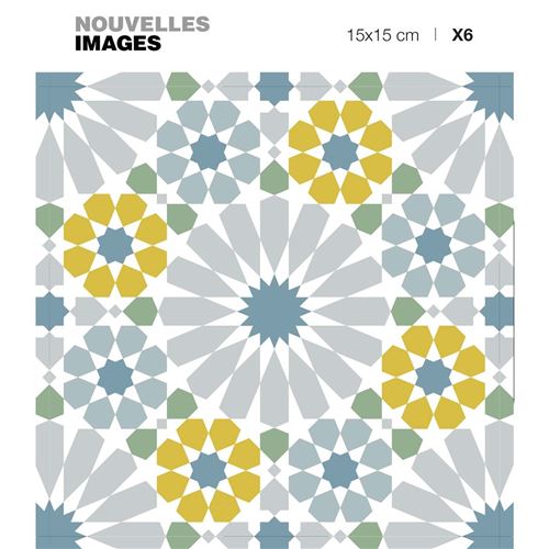 6 adhésifs de carrelage Mosaïque vert et ocre Draeger la carterie