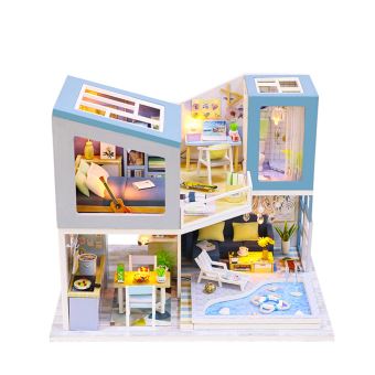 Kit de maison de poupée pour enfant, bricolage, maison en bois artisanale  pour petite fille, Boutique, magasin Miniature, accessoire manuel avec  colle 066B