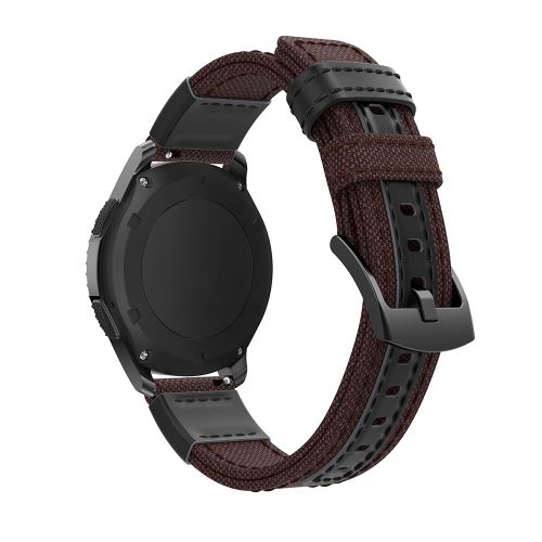 Générique Marron Bracelet En Cuir Véritable En Toile Pour Votre Samsung Gear S3 Classic/S3 Frontier/Galaxy Watch 46Mm - Image 1