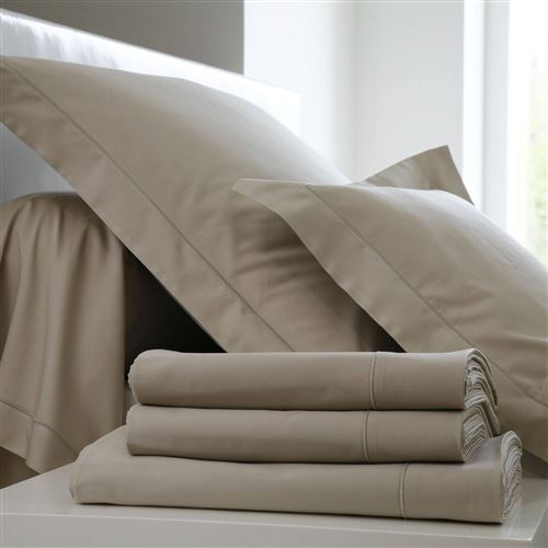 Taie d'oreiller Coton BLANC DES VOSGES - Ficelle - 65 x 65 cm