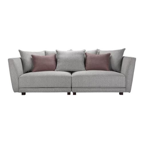 LINCOLN Canape 4 places - Tissu gris clair avec 7 coussins - - L 244 x P 106 x H 89 cm