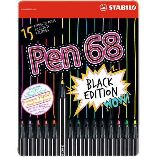 Stabilo pen 68 Black Edition 15 pièces