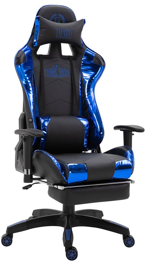 Fauteuil de bureau Turbo xl en similicuir noir/&eacute;clat bleu similicuir m&eacute;tallis&eacute;