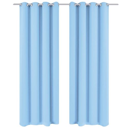 vidaXL Gordijnen met metalen ringen verduisterend 135x245 turquoise 2 st