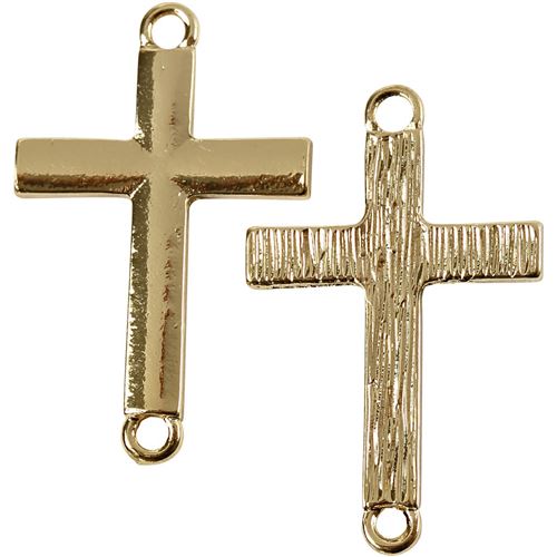 Creotime breloques cruciformes 2 x 3 cm 4 pièces or