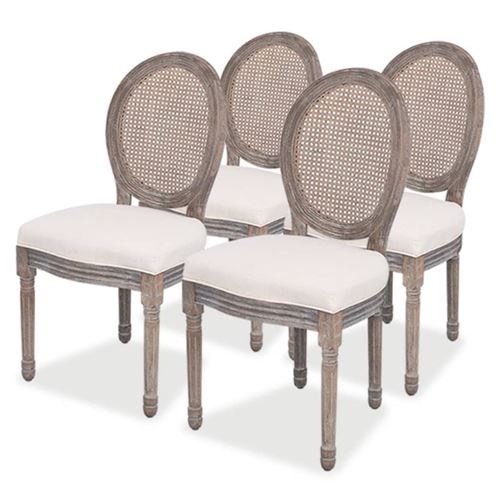 vidaXL Chaises de salle à manger 4 pièces Lin et Rotin
