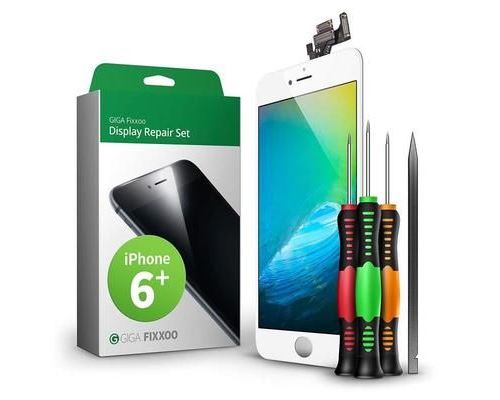 GIGA Fixxoo iPhone 6+ Remplacement d'écran Kit Complet LCD Blanc; avec vitre d'écran Tactile Rétina, Caméra et Capteur de Proximité