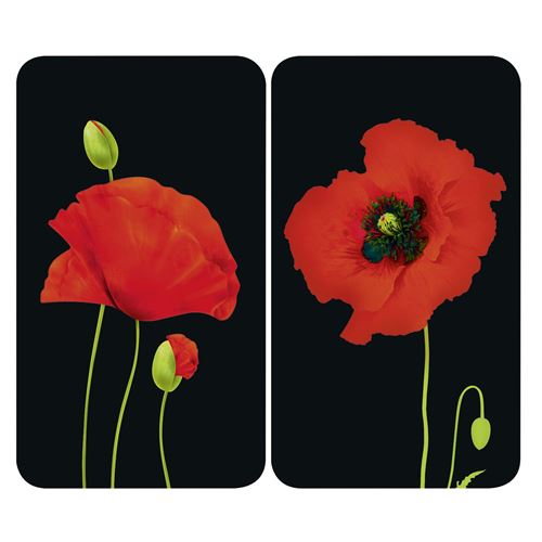 2 Couvres-plaques universel Coquelicot - 52 x 30 cm - Multicolore