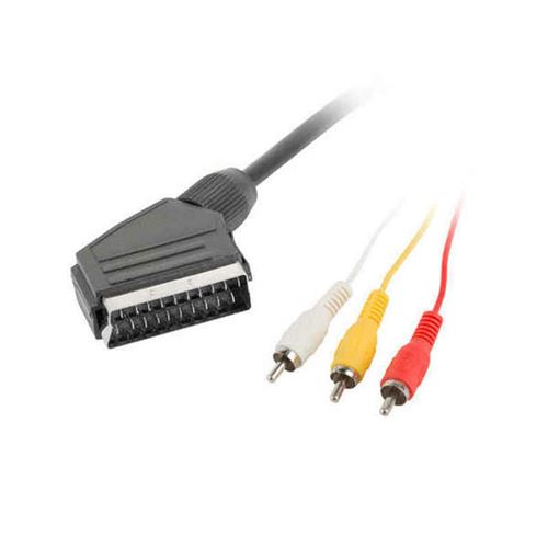 Lanberg ca de eurc 10cc 0018 -bk péritel câble 3 x rca vers rca audio vidéo, 1,8 m noir ca-eurc-10cc-0018-bk