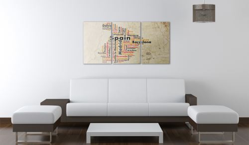 60x30 Tableau Cartes du monde Stylé Espagne: carte en couleurs nationales